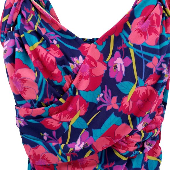 Lands End Floral Faux Wrap One Piece Swimsuit Size 20W Slimming Underwire Pink - Picture 4 of 10